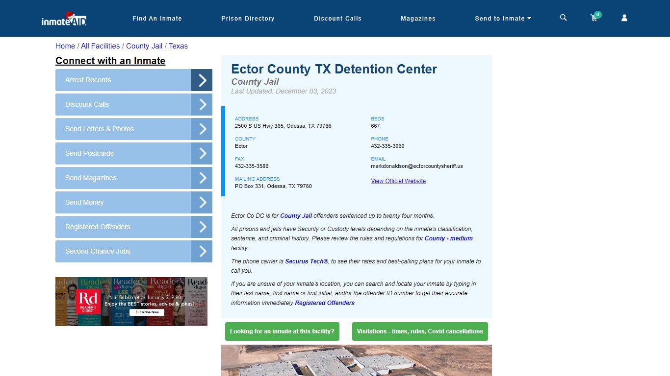 Ector County TX Detention Center - Inmate Locator - Odessa, TX