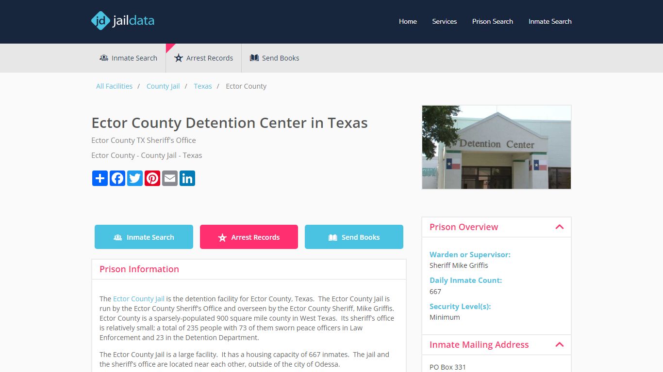 Ector County Jail: Inmate Search, Recent Arrests, Visitation, Bail - Texas